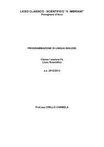 Inglese I Fs - Liceo Classico Scientifico Statale VITTORIO IMBRIANI