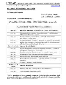 ANALISI RAGIONATA DELLA CRISI ECONOMICA