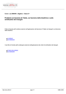 Problemi sul teorema di Talete, sul teorema della bisettrice e