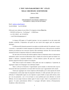 i test non-parametrici piu` citati nelle discipline scientifiche