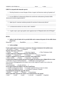 VERIFICA DI STORIA di classe ______ in data ______ GRECIA