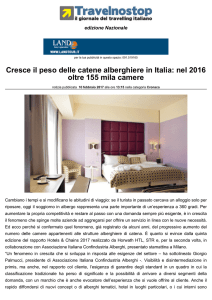 Cresce il peso delle catene alberghiere in Italia: nel