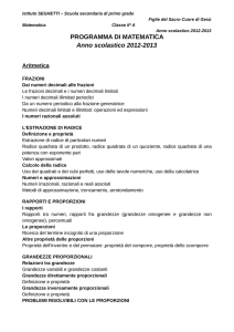 PROGRAMMA DI MATEMATICA Anno scolastico