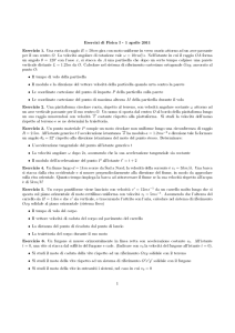 Esercizi di Fisica I - 1 aprile 2011