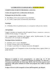 LAVORI ESTIVI CLASSI QUARTA I SCIENZE UMANE COMPITI PER