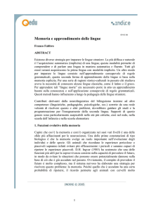 Memoria e apprendimento delle lingue