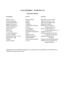 Programma Corso di Inglese - Livello Pre-A1