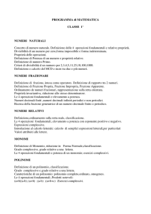 PROGRAMMA di MATEMATICA CLASSE 1° NUMERI NATURALI