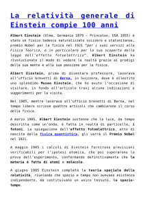 La relatività generale di Einstein compie 100 anni