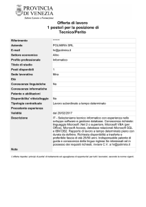 Offerta di lavoro 1 posto/i per la posizione di Tecnico/Perito