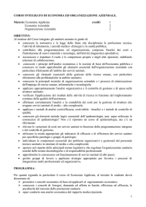 1 CORSO INTEGRATO DI ECONOMIA ED ORGANIZZAZIONE