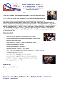corso Tecniche di Vendita, psicologia della vendita e