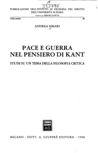 PACE E GUERRA NEL PENSIERO DI KANT