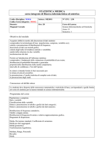 STATISTICA MEDICA corso integrato di Ricerca infermieristica ed
