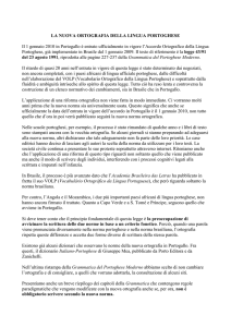 LA NUOVA ORTOGRAFIA DELLA LINGUA PORTOGHESE Il 1