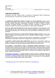 CARITAS IN VERITATE Commento del prof. Luigino Bruni