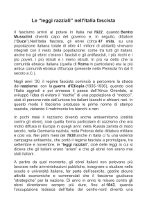 Le “leggi razziali” nell`Italia fascista