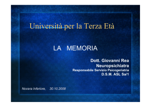 La memoria - definizione - UTE Nuceria Università delle tre Età