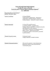 Genetica - Università degli Studi della Basilicata