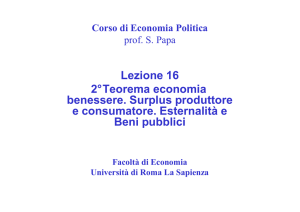 Lezione 16 Secondo teorema di economia del benessere. Surplus