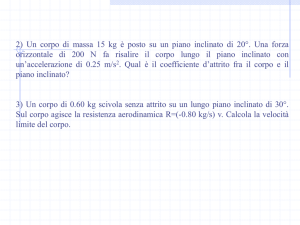 2) Un corpo di massa 15 kg è posto su un piano inclinato di 20