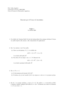 Esercizi per il Corso di Algebra