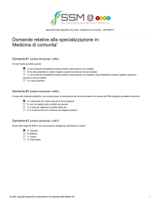 Domande relative alla specializzazione in: Medicina di comunita`