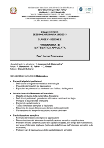 PROGRAMMA di MATEMATICA APPLICATA Prof. Leone Francesco