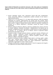 Saperi minimi di Matematica in termini di conoscenze a fine classe