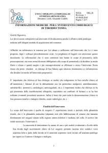 INFORMAZIONI MEDICHE PER L`INTERVENTO CHIRURGICO DI