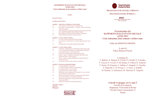 Presentazione del RAPPORTO SULLO STATO SOCIALE ANNO