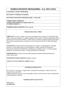 Lingua latina T/A - Dipartimento di Scienze umane