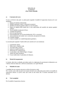 FINANZA II (I semestre) (Prof. Mario Mustilli) a) Contenuto del corso
