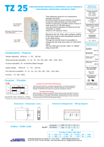 F.20 Caratteristiche / Features Funzione / Function Codice / Order