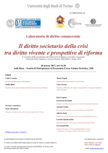 Laboratorio di diritto commerciale Il diritto societario della crisi tra
