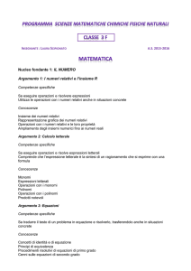 Nucleo fondante 1: IL NUMERO Argomento 1: I numeri relativi e l