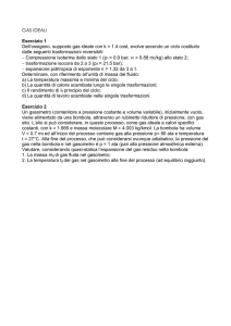 GAS IDEALI Esercizio 1 Dell`ossigeno, supposto gas ideale con k