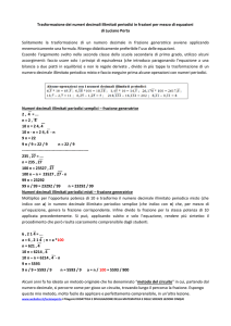 Trasformazione dei numeri decimali illimitati periodici in frazioni per