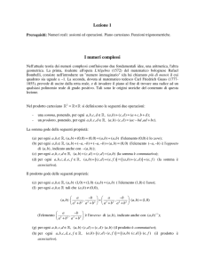Lezione 1 I numeri complessi