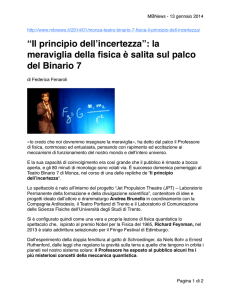 “Il principio dell`incertezza”: la meraviglia della fisica è salita sul