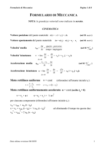 FORMULARIO DI MECCANICA