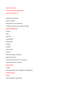 Corso di riallineamento Lingua italiana CdS Lettere Prof.ssa Picciau