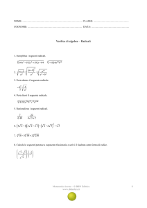 Verifica di Algebra: Radicali - Esercizi e Soluzioni