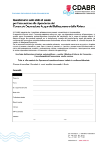 Questionario sullo stato di salute per l`assunzione alle