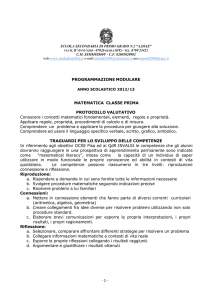 PROGRAMMAZIONE MODULARE MATEMATICA CLASSE PRIMA