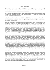 Un diciottenne scrive sulla Messa Antica di