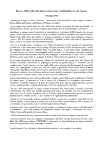 Discorso di Mussolini sulla dichiarazione di guerra all