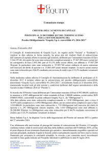 Comunicato stampa - investimenti e sviluppo