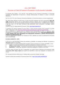 A.A. 2017/2018 Accesso ai Corsi di Laurea in Economia e in