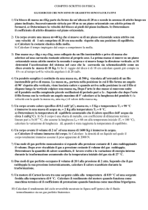 COMPITO SCRITTO DI FISICA 1) Un blocco di